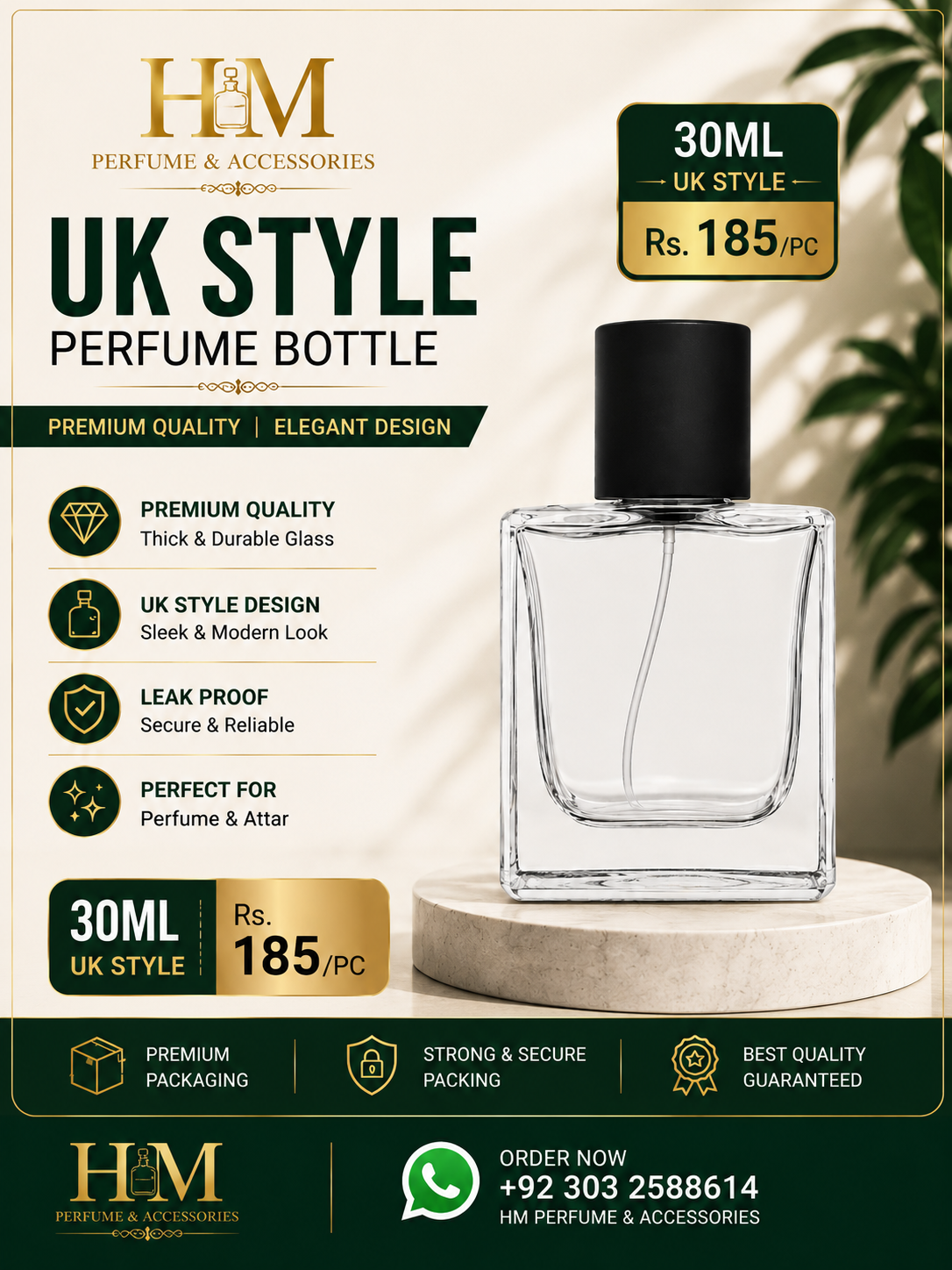 Rectangle Perfume Bottle | Easy Crimp | 30ml