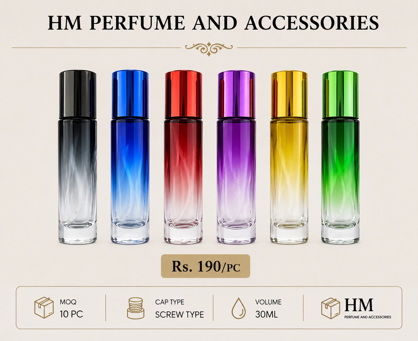 Round Perfume Bottle | Screw Type | 30ml | Mixed Color