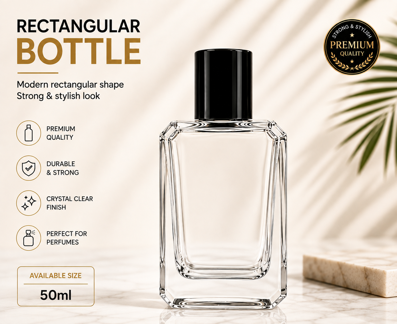 Rectangle Perfume Bottle | Easy Crimp | 50ml