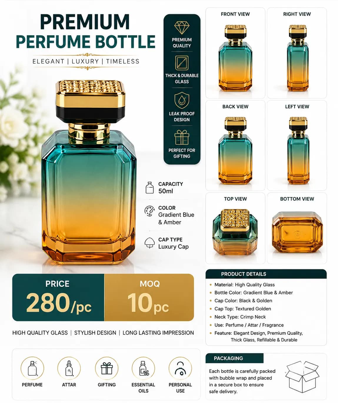 Multi Color Kayali 50ml | Empty Bottle | Easy Crimp