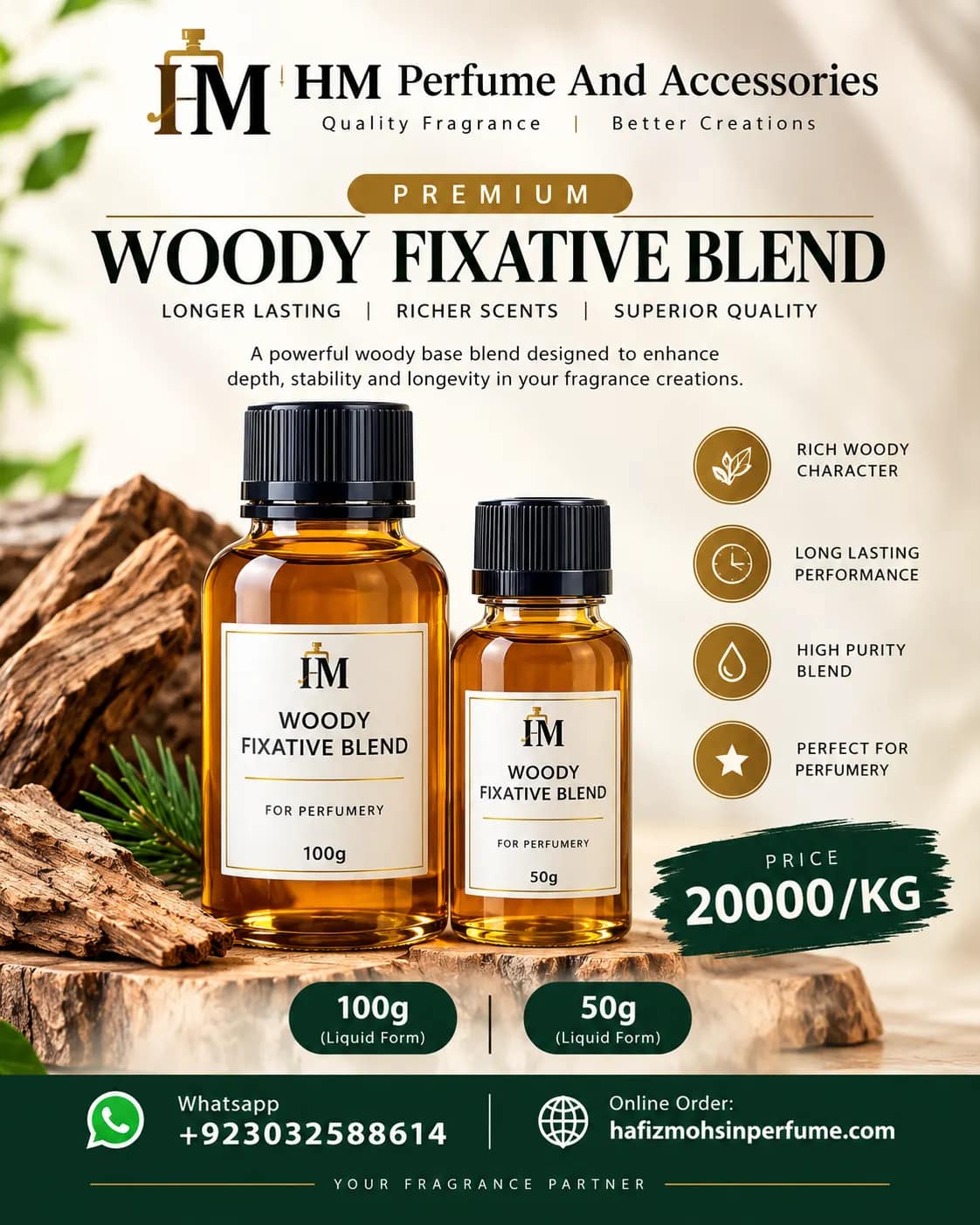 Woody Fixative Blend for Perfume | Premium Liquid Fixative