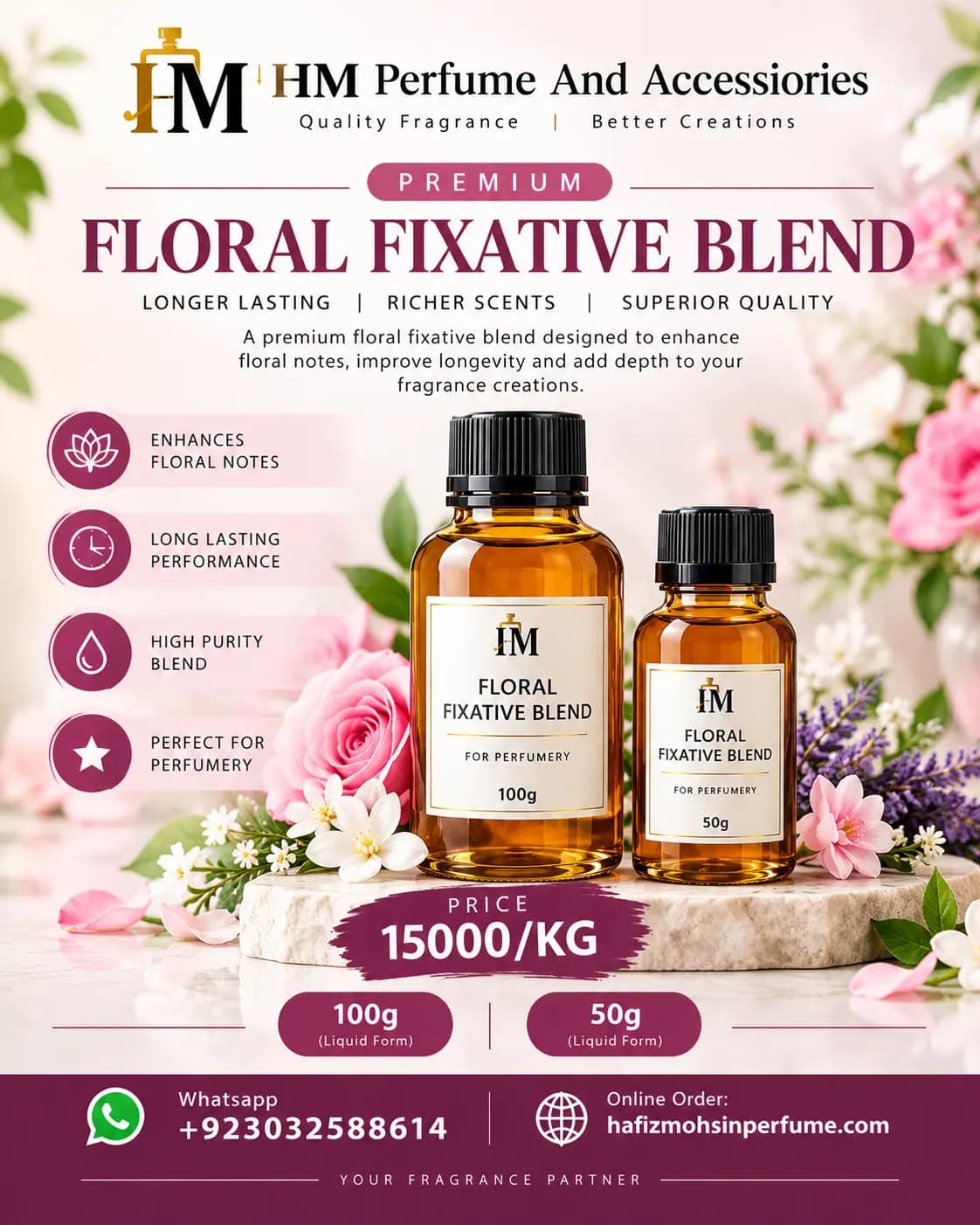Floral Fixative Blend for Perfume | Premium Liquid Fixative
