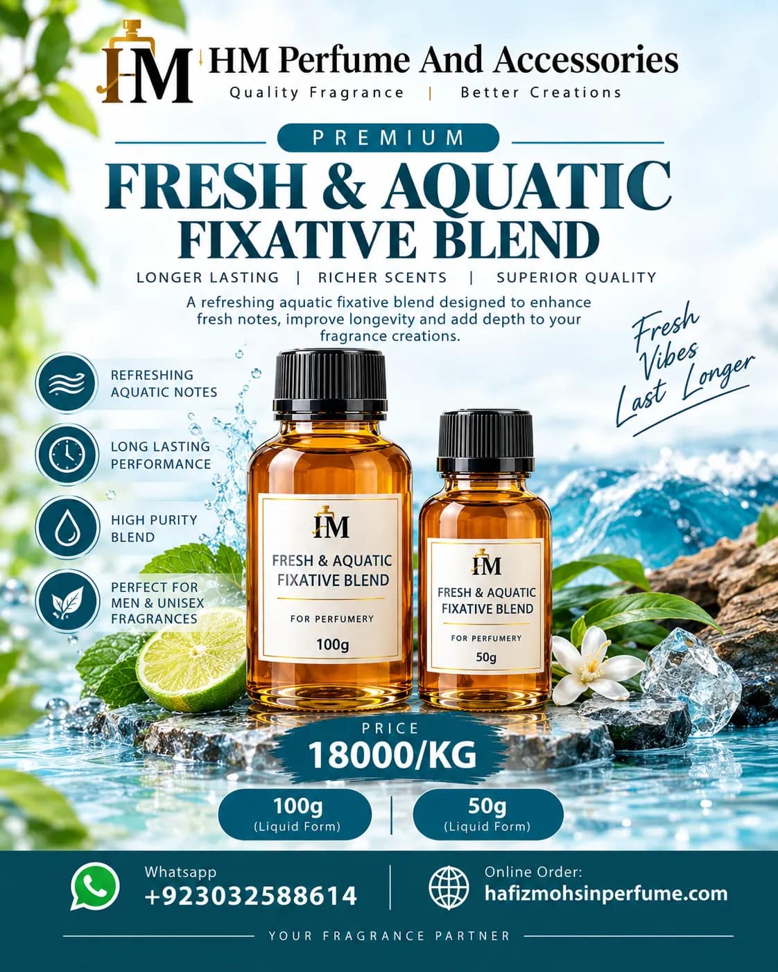 Fresh & Aquatic Fixative Blend for Perfume | Liquid Fixative